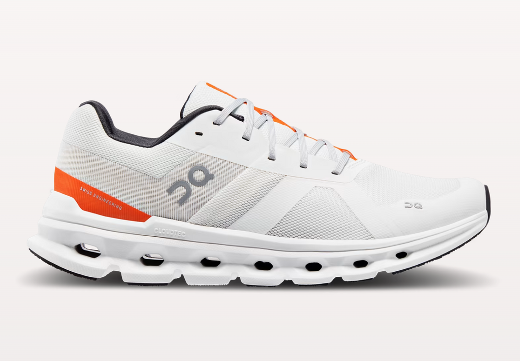 On Mens Cloudrunner Wide- Undyed White/Flame (56.98037)